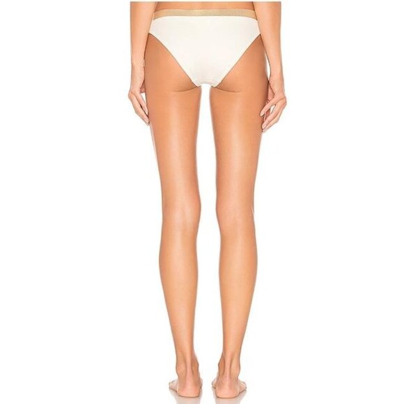 Solid & Striped The Madison Bikini Bottom Ivory/Gold Shimmer Contrast Band - Picture 2 of 5
